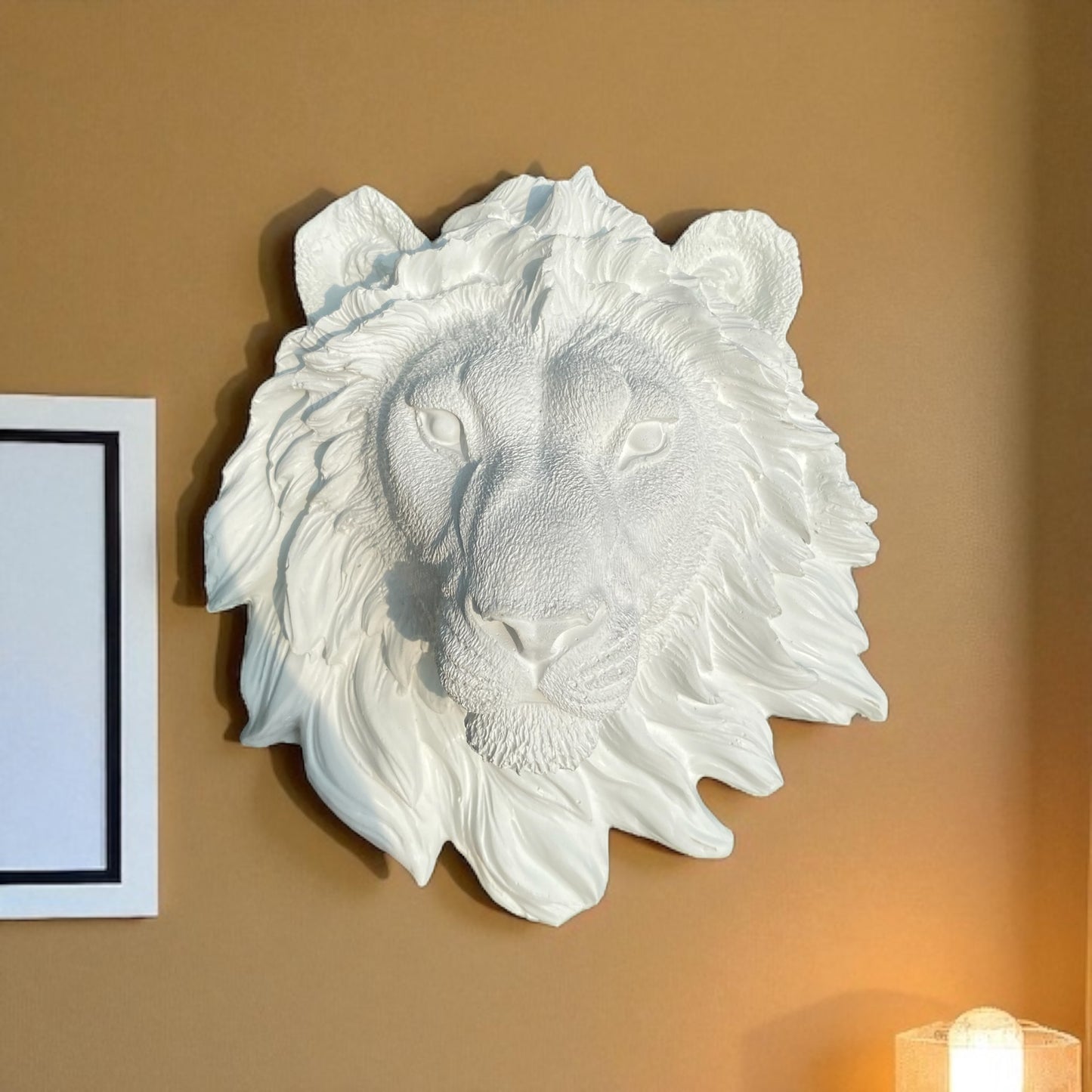 White Majesty — a sculptural lion wall hanging