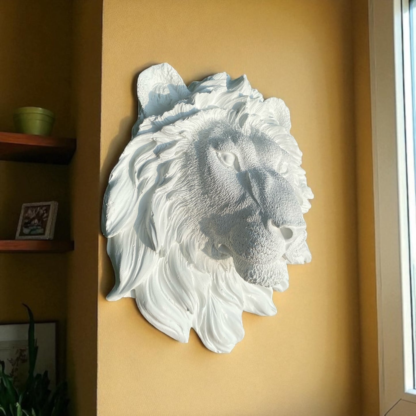 White Majesty — a sculptural lion wall hanging
