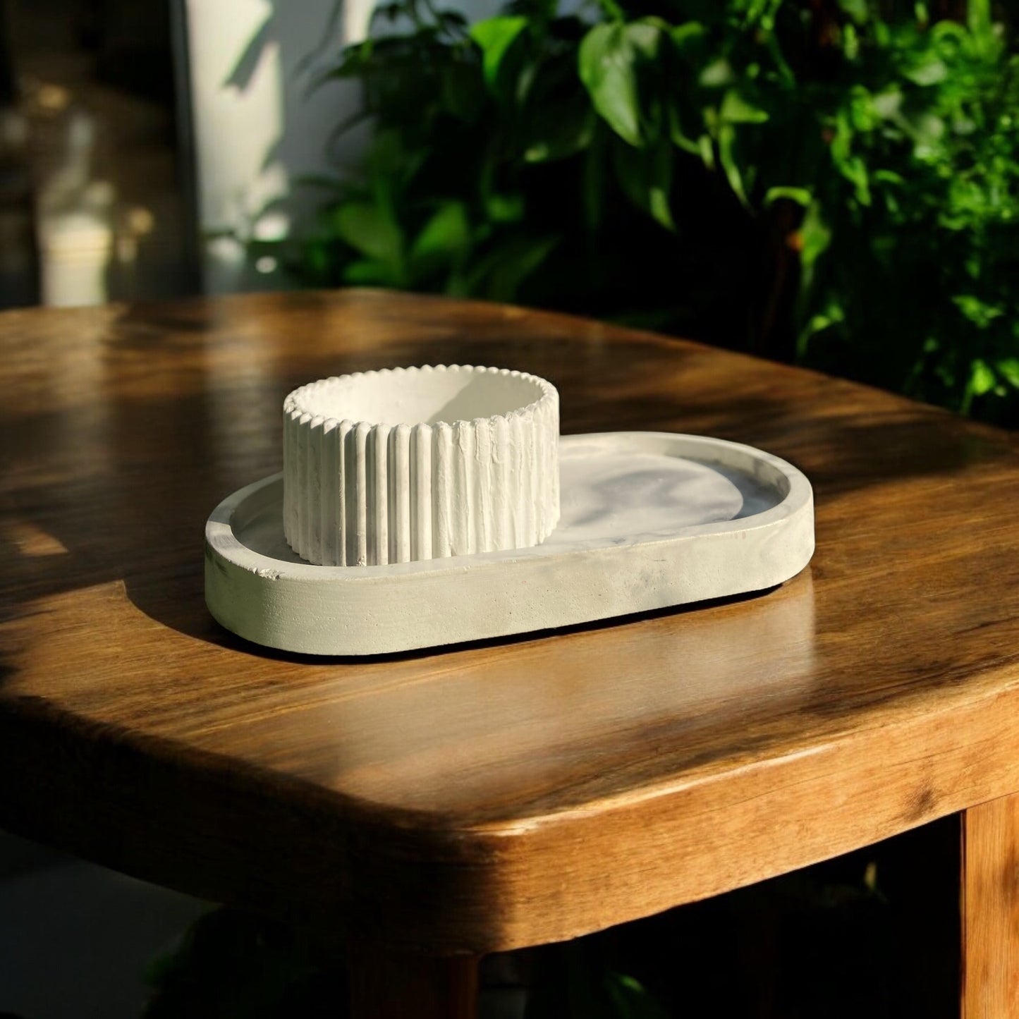 The Duo Bloom Set — Marbled Tray + Candle Cups