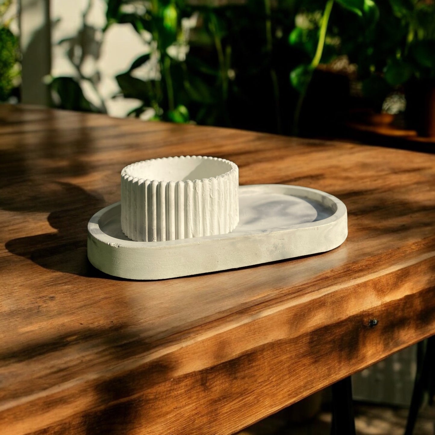The Duo Bloom Set — Marbled Tray + Candle Cups