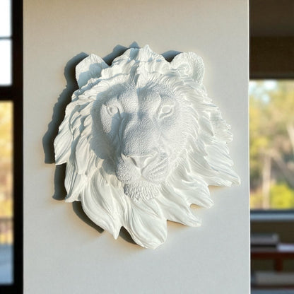 White Majesty — a sculptural lion wall hanging