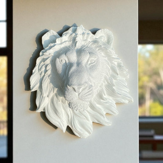 White Majesty — a sculptural lion wall hanging