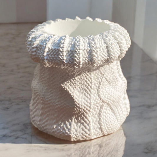 Knitted Glow — Cozy Textured Candle Pot