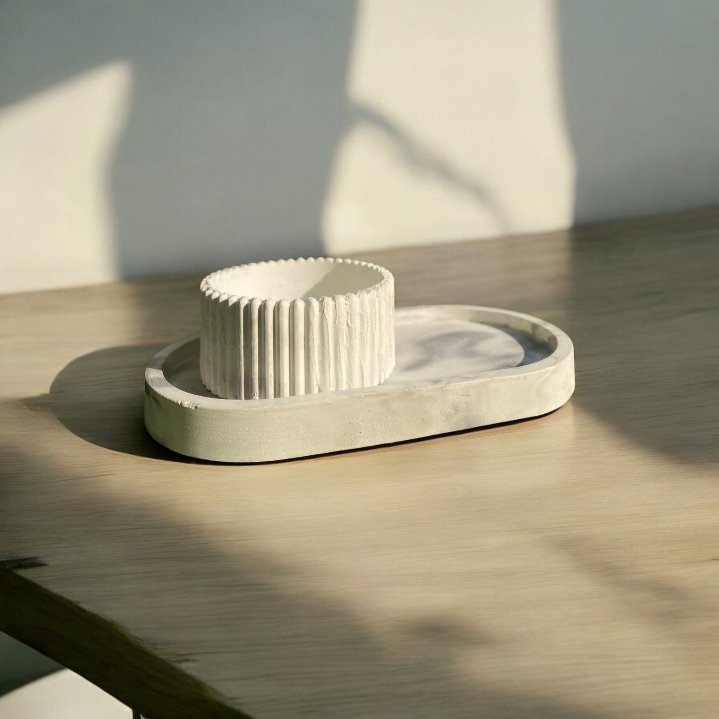 The Duo Bloom Set — Marbled Tray + Candle Cups