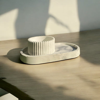 The Duo Bloom Set — Marbled Tray + Candle Cups