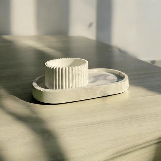 The Duo Bloom Set — Marbled Tray + Candle Cups