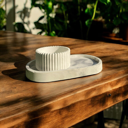 The Duo Bloom Set — Marbled Tray + Candle Cups