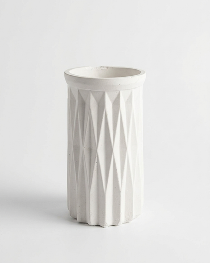 The Geometry Set — Column Rise + Prism Echo  (Set of Two Handmade Candle Vessels)
